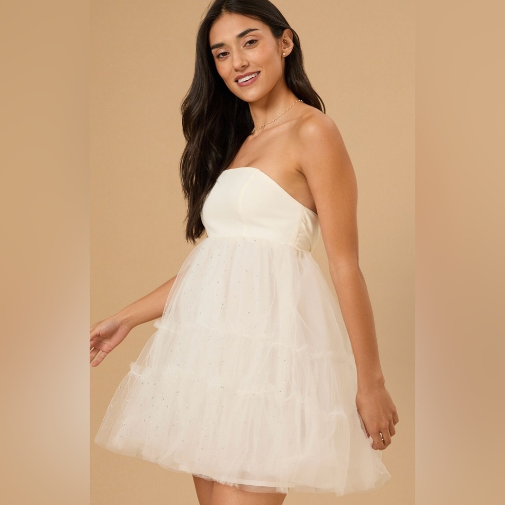 Altar'd State White Strapless Dress NEW xxs - Picture 4 of 5